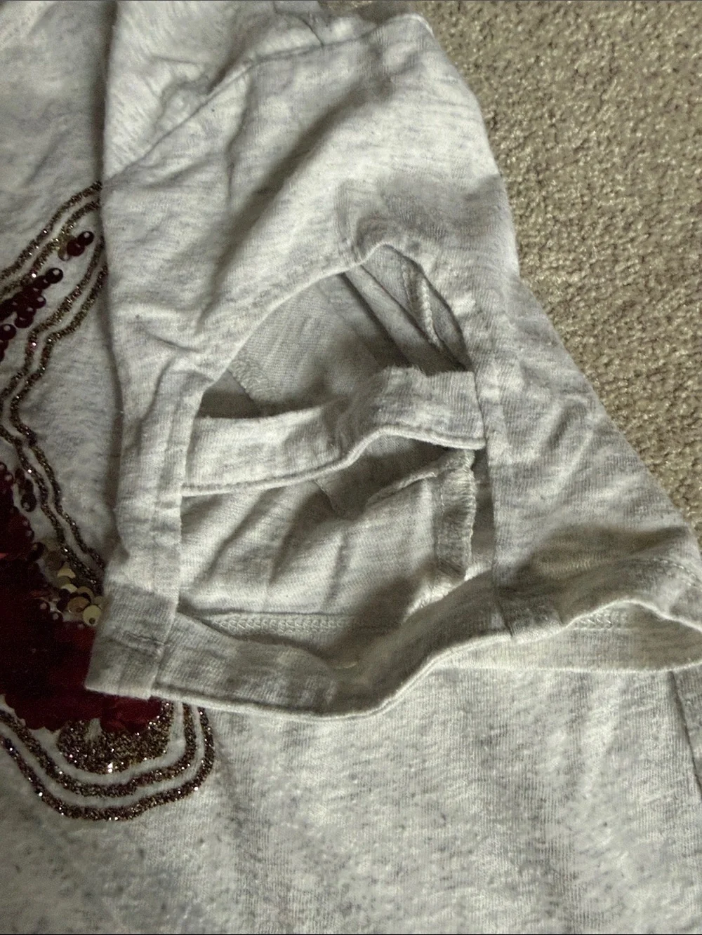 Justice Gray Tee with Reversible Sequin Unicorn - Red and Gold Accents